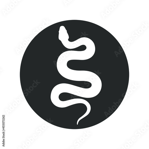 Snake graphic icon. Snake sign in the circle isolated on white background. Vector illustration