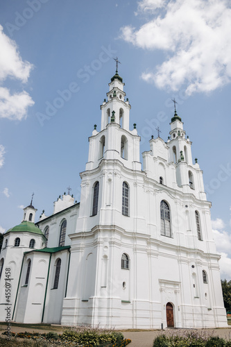 St. Sophia Orthodox Cathedral in Polotsk on a sunny summer day, Belarus. Historical monument.