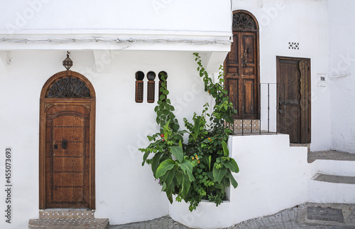 Arab architecture in the old medina. Streets, doors, windows, details