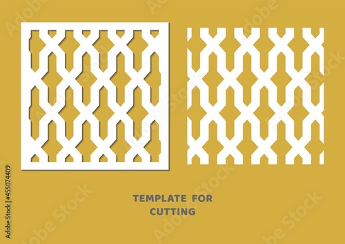 Template for laser cutting, wood carving, paper cut. Square pattern for cutting. Decorative panel vector stencil.