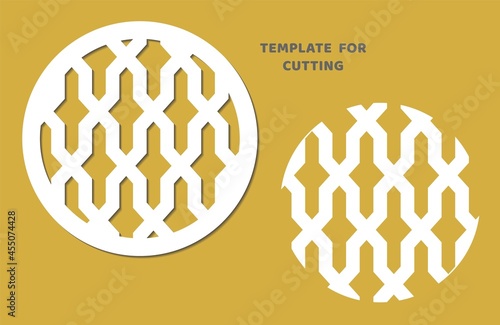 Template for laser cutting, wood carving, paper cut. Circle pattern for cutting. Decorative panel vector stencil.