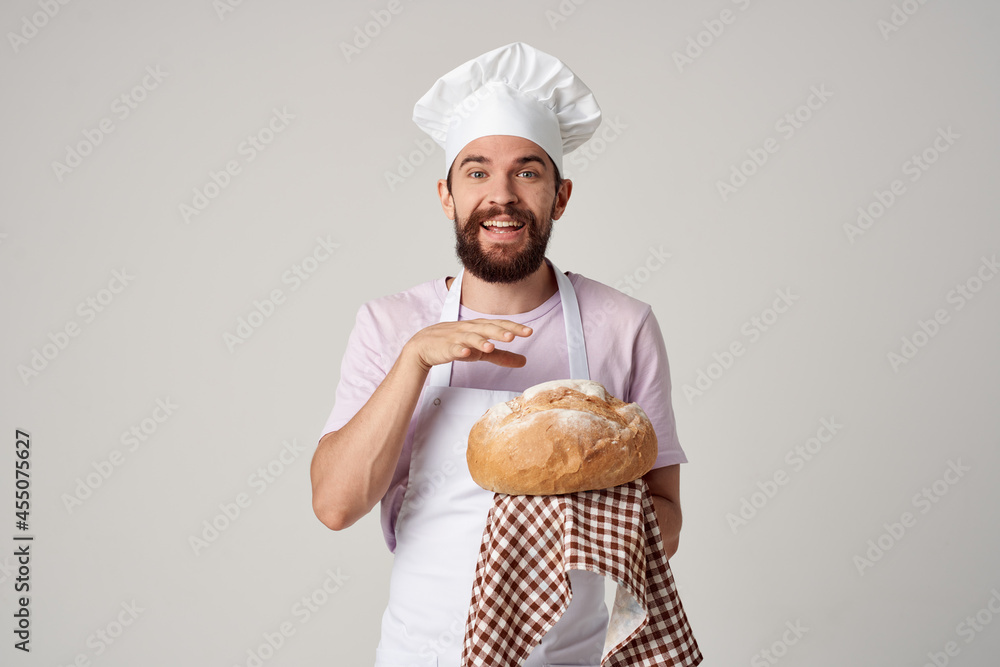 male chef with bread cooking food service baking male chef with bread cooking food service baking