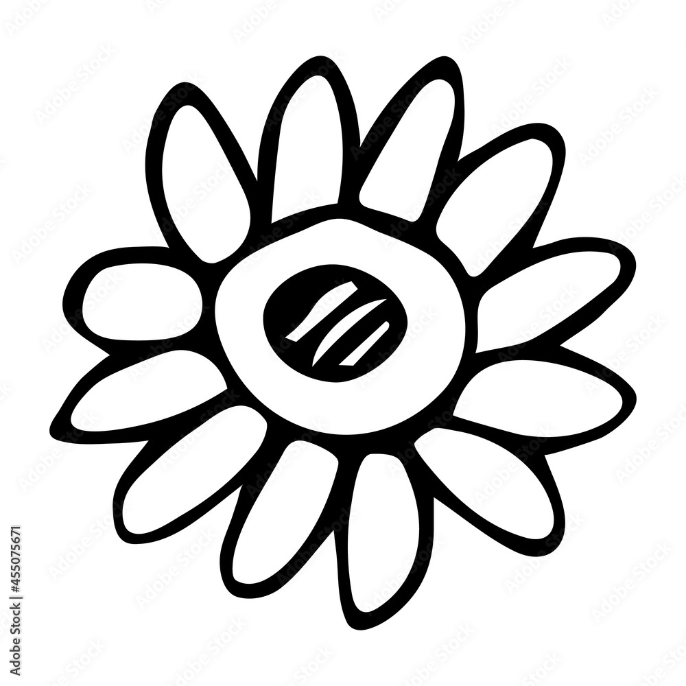 Simple vector flower doodle. Hand drawn outline icon. Floral illustration isolated on white background. For print, web, design, decor, logo. Simple vector flower doodle. Hand drawn outline icon. Floral illustration isolated on white background. For print, web, design, decor, logo.