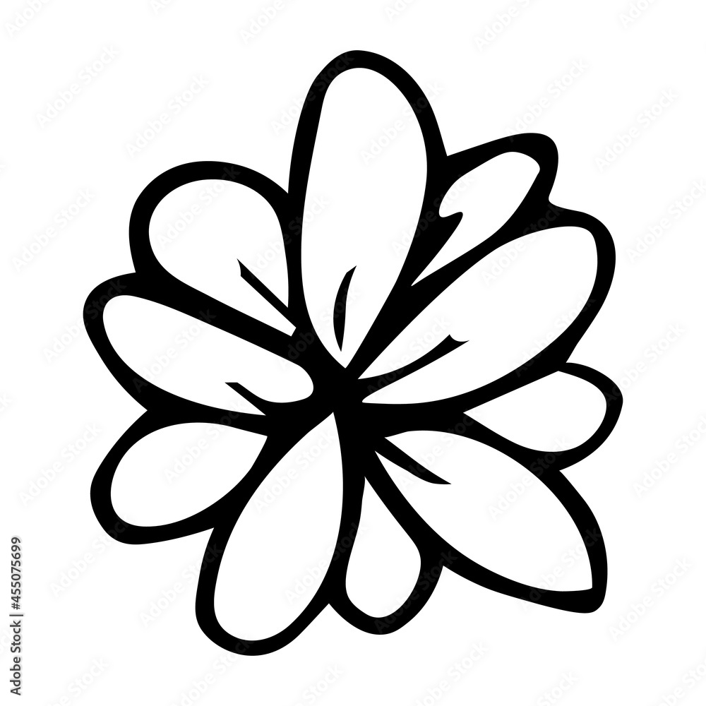 Simple vector flower doodle. Hand drawn outline icon. Floral illustration isolated on white background. For print, web, design, decor, logo. Simple vector flower doodle. Hand drawn outline icon. Floral illustration isolated on white background. For print, web, design, decor, logo.