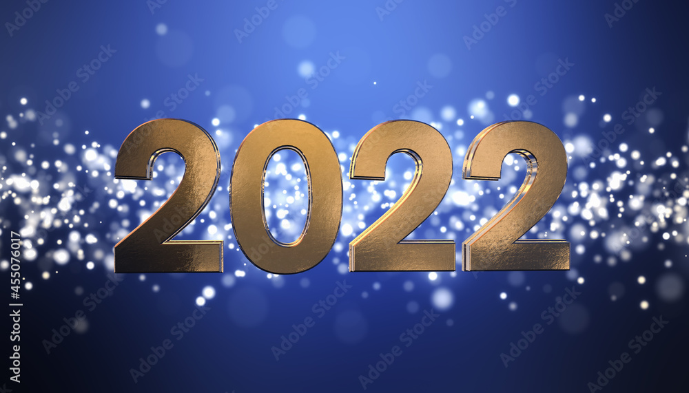 3d render - christmas golden light shine particles bokeh and the numbers 2022 3d render - christmas golden light shine particles bokeh and the numbers 2022