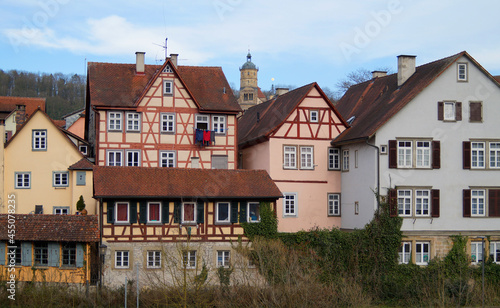  cityscape of the beautiful old historic town of Schwabisch Hall in Germany 