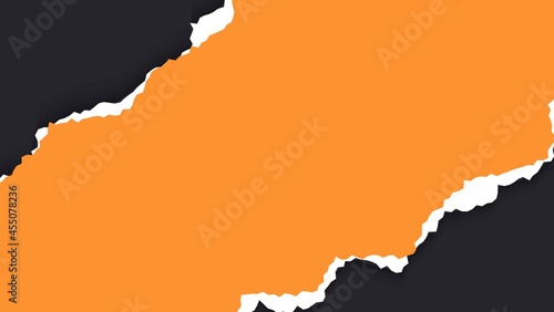 Minimal Abstract Diagonal Orange Ripped Paper Torn Design In Black Background