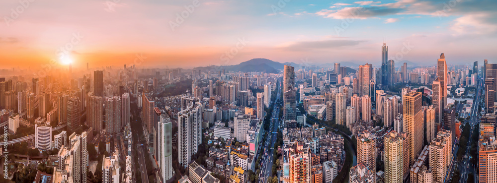 Fototapeta premium Aerial photography of Guangzhou city architecture skyline