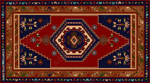 Persian carpet original design, tribal vector texture. Easy to edit and change a few colors by swatch window. 