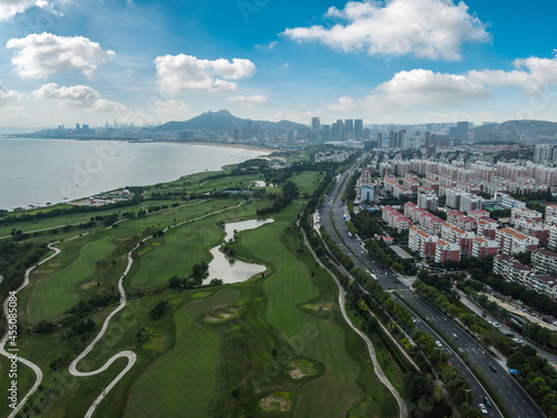 Aerial photography of Qingdao Coastline Golf Course