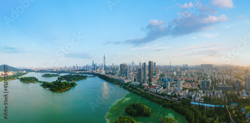 cAerial photography of Nanjing Xuanwu Lake urban architecture skyline