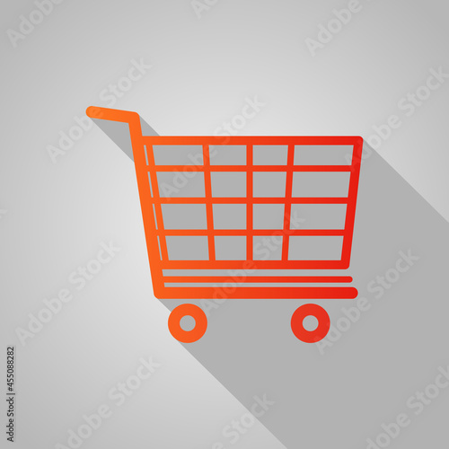 Colorful shopping cart icon with long shadow