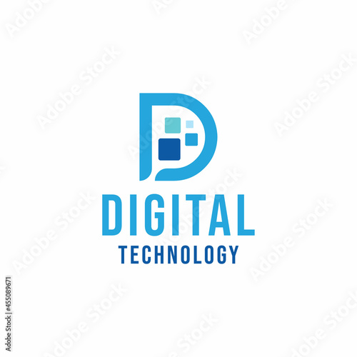 Wallpaper Mural Letter D Digital Technology Logo emblem Icon. pixel network Vector Modern Symbol. Media App for Company Torontodigital.ca
