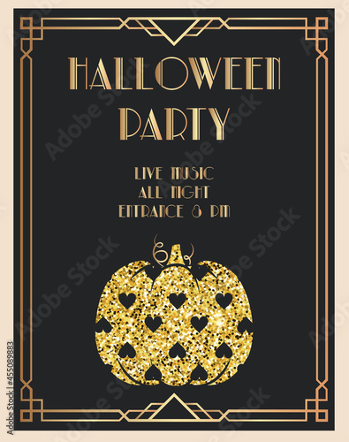 Halloween art-deco style design for ticket, banner, flyer and etc.