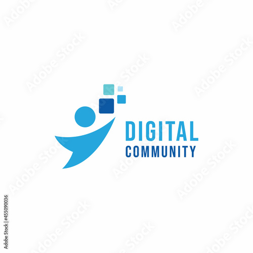 Digital Community network Technology Logo emblem Icon. connection People Vector Modern Symbol. Media social App for Company