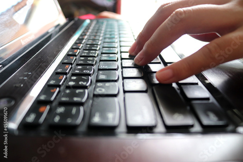 working on laptop computer and cyber security concept, data protection and secured internet access, cybersecurity