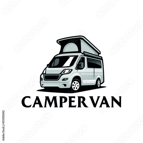 camper van - RV - motor home isolated logo vector 