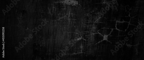 Scary on damaged grungy crack and broken concrete bricks wall and floor, black and white photo concept of horror and Halloween 