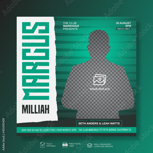 Club dj party and Dj Night, flyer social media post Web banner Party, Banner, Flyer, Poster, brochure, Music, Cover, Dj Night, 