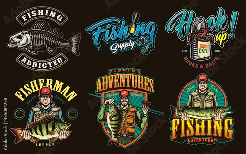 Colorful vintage fishing prints
