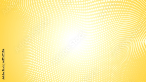 Abstract dot white yellow color wave pattern gradient texture technology background.
