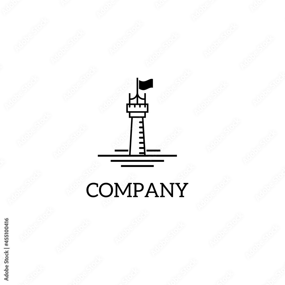 castle tower or Tower Island Simple Line Art logo design inspiration castle tower or Tower Island Simple Line Art logo design inspiration