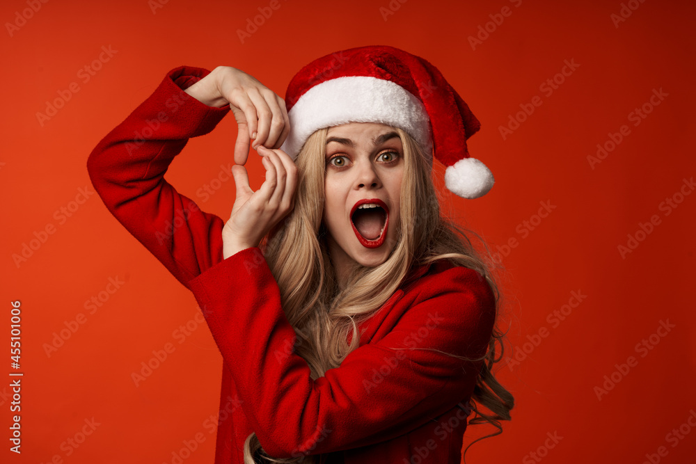pretty woman wearing santa hat glamor holiday christmas fun pretty woman wearing santa hat glamor holiday christmas fun
