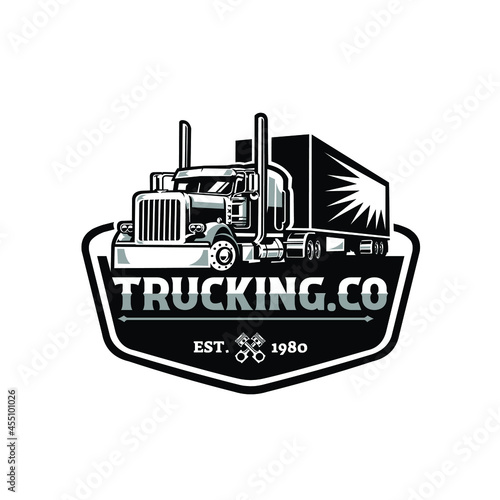 Classic Trucking Company Badge Logo Design. Ready Made Logo Design Emblem