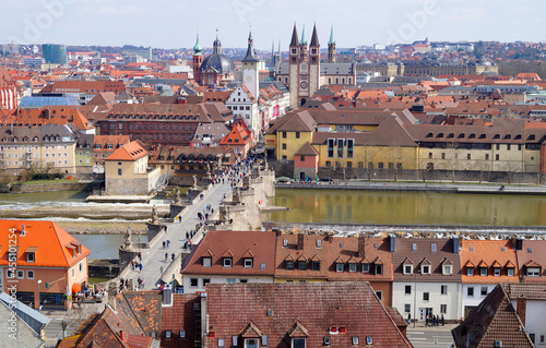 a beautiful cityscape of Wurzburg with Old Main Bridge (Germany)