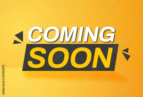 Cooming soon banner template in yellow background for advertisement.