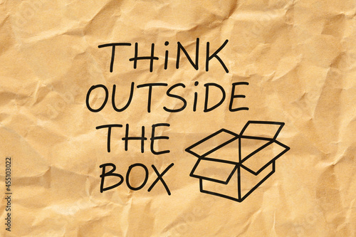 Think Outside The Box Brown Paper Concept