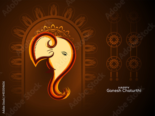 Happy Ganesh Chaturthi festival brown color background