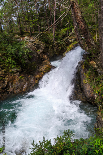 The view of Stuibenfall in Oetztal Alpen in Austria