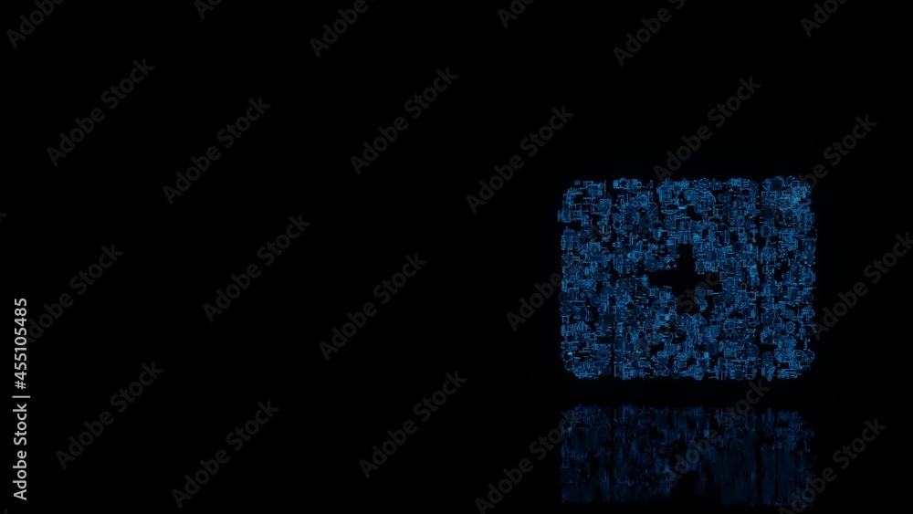 3d rendering mechanical parts in shape of symbol of first aid isolated on black background with floor reflection 3d rendering mechanical parts in shape of symbol of first aid isolated on black background with floor reflection