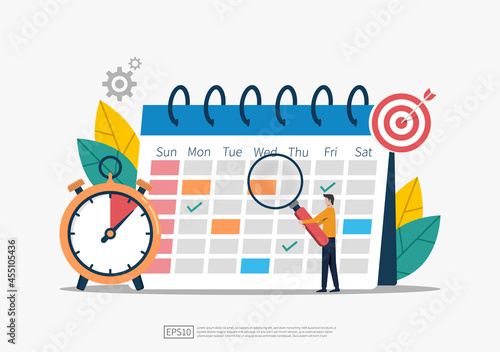 Schedule and planning concept, business time planning, event and task force illustration