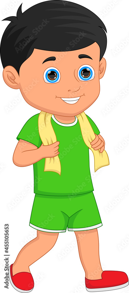 Boy Doing Sports Exercise on white background Boy Doing Sports Exercise on white background