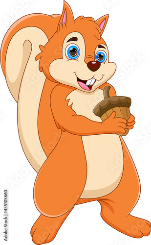 cartoon cute squirrel holding nut