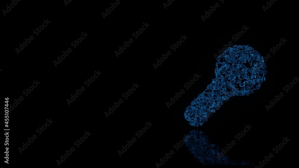 3d rendering mechanical parts in shape of symbol of key isolated on black background with floor reflection 3d rendering mechanical parts in shape of symbol of key isolated on black background with floor reflection