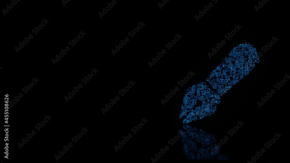 3d rendering mechanical parts in shape of symbol of pen fancy isolated on black background with floor reflection 3d rendering mechanical parts in shape of symbol of pen fancy isolated on black background with floor reflection