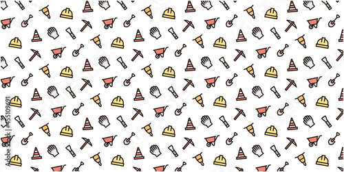 Construction tool icon pattern background for website or wrapping paper (Color icon version)
