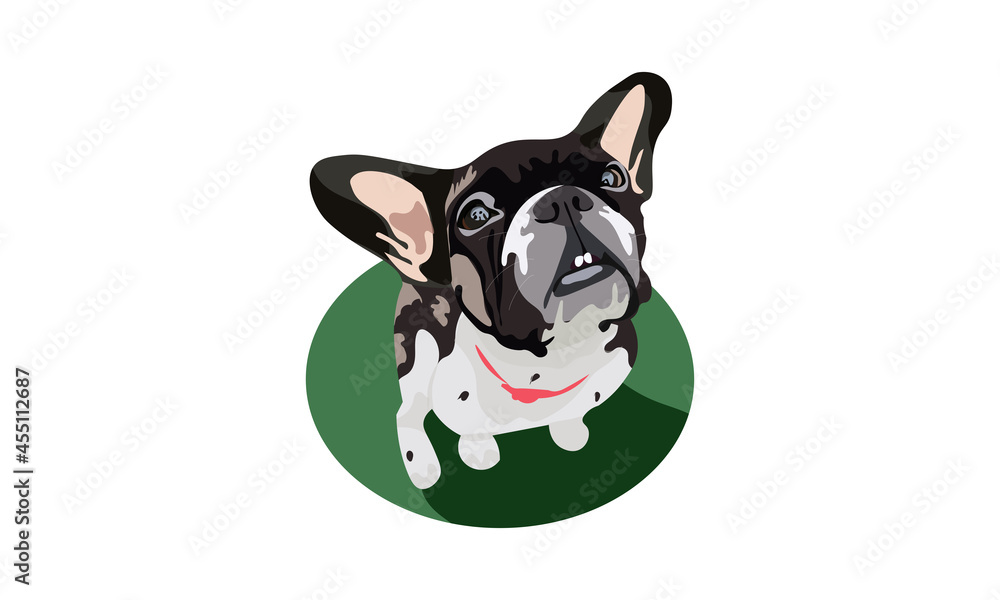 Fototapeta premium Cute french bulldog. Drawn funny pet dog. Stickers, cards, pins.