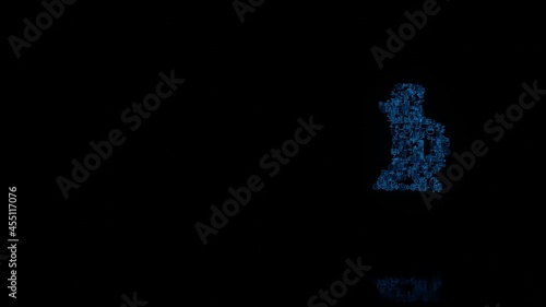 3d rendering mechanical parts in shape of symbol of vinegar isolated on black background with floor reflection