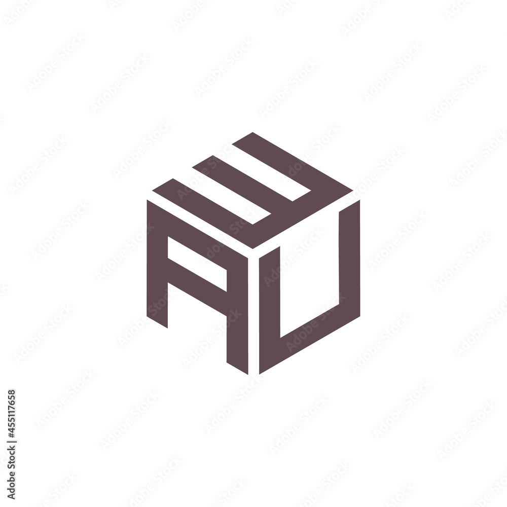 Hexagon logo with the letters WAU design Hexagon logo with the letters WAU design