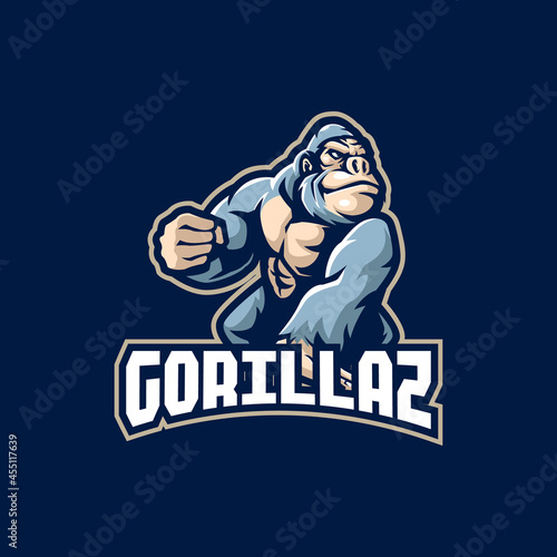 Gorilla mascot logo design vector with modern illustration concept style for badge, emblem and t shirt printing. Gorilla illustration.