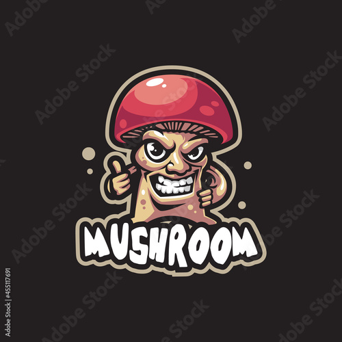 Mushroom mascot logo design vector with modern illustration concept style for badge, emblem and t shirt printing. Smart mushroom illustration.