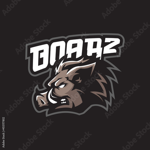 Boar mascot logo design vector with modern illustration concept style for badge, emblem and t shirt printing. Head boar illustration for sport and esport team.