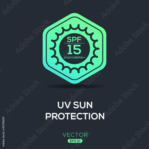 Creative (SPF 15) UV protect icon, Vector sign.