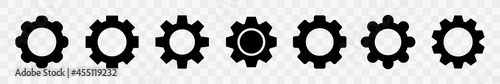 Gear setting icon vector. Set of different shapes machine gear. Cogwheel setting symbol isolated. Vector illustration.
