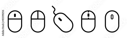 Scroll mouse icon collection. Click icons vector. Pointer icon symbols isolated. Scroll down and up line icons set. Scrolling outline symbol. Vector illustration.