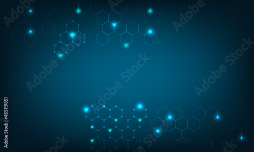 Blue Light hexagon with stock exchange of investment business. Currency pattern technology statistics. Modern economy of bank fund financial. 